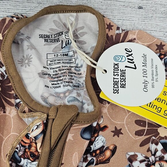 NWT Secret Stock Reserve Minnie mouse Highland Cow Luxe Bamboo Convertible Rompe - Picture 3 of 4